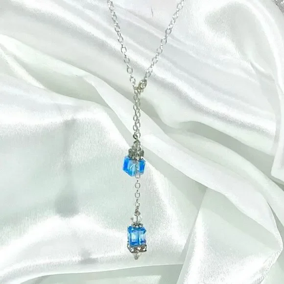 AIC# Sterling & Ice Blue Crystal Necklace
